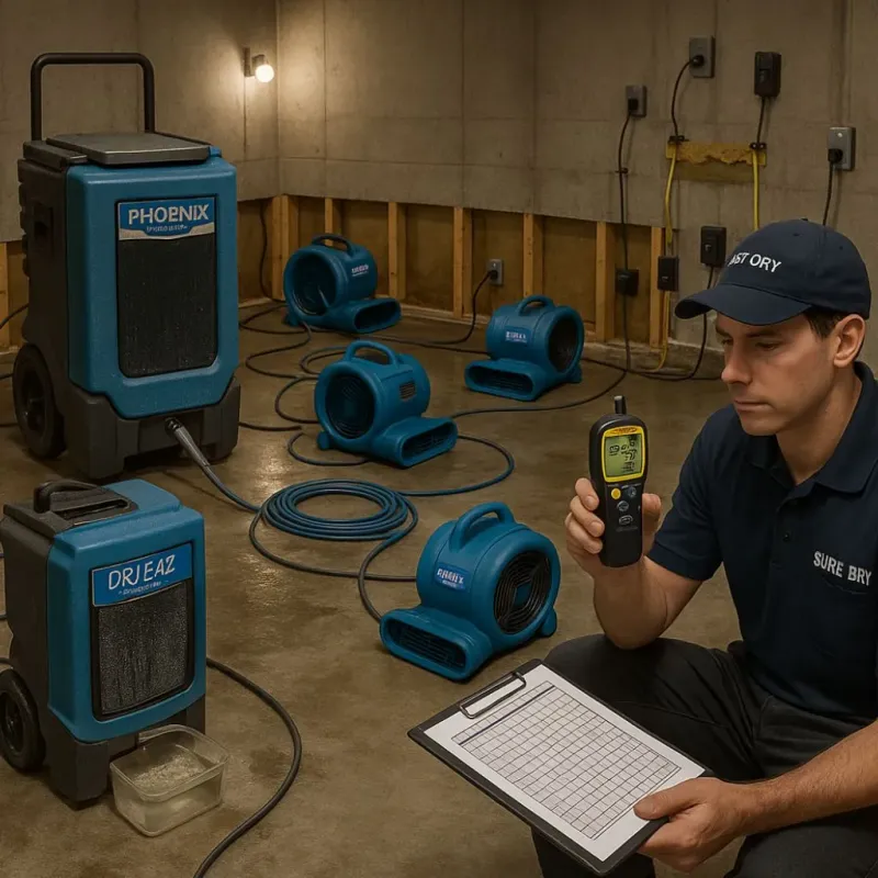 Structural Drying and Dehumidification process in East End, AR